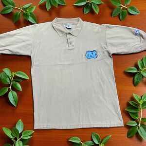 The Game Vintage 90s UNC Tar Heels Tan Blue Polo Shirt Cotton Mens Size Large